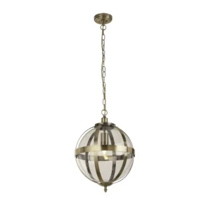 30cm Antique Brass & Glass Ceiling Pendant – Searchlight 1717-30AB