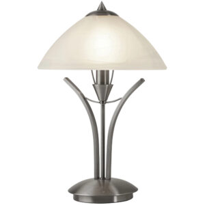 Satin Silver & Alabaster Glass Table Lamp – Searchlight 1721SS
