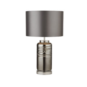 Smoked Glass Table Lamp & Drum Shade – Searchlight 8737SM